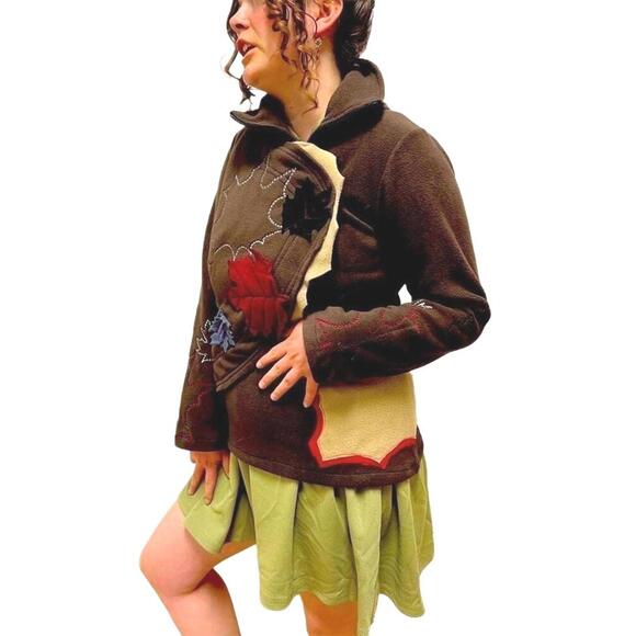 The Collection Royal 3D Leaves Full Zip Fleece Jacket – Small NWT” - Picture 3 of 7